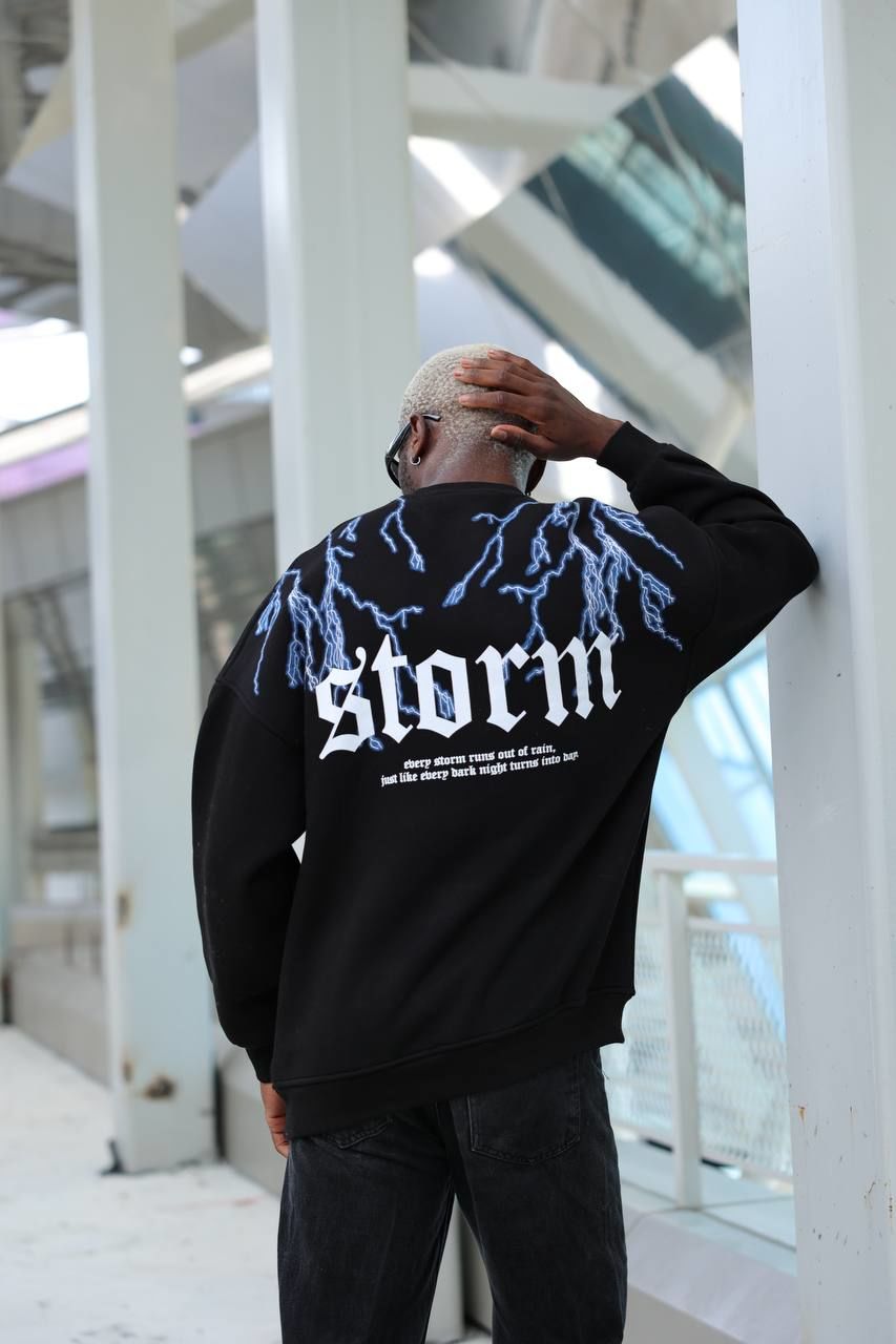 Rollie Storm Siyah Oversize Sweatshirt