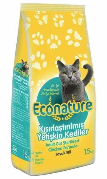 Econature Tavuklu Kısırlaştırılmış Yetişkin Kedi Maması 15 Kg