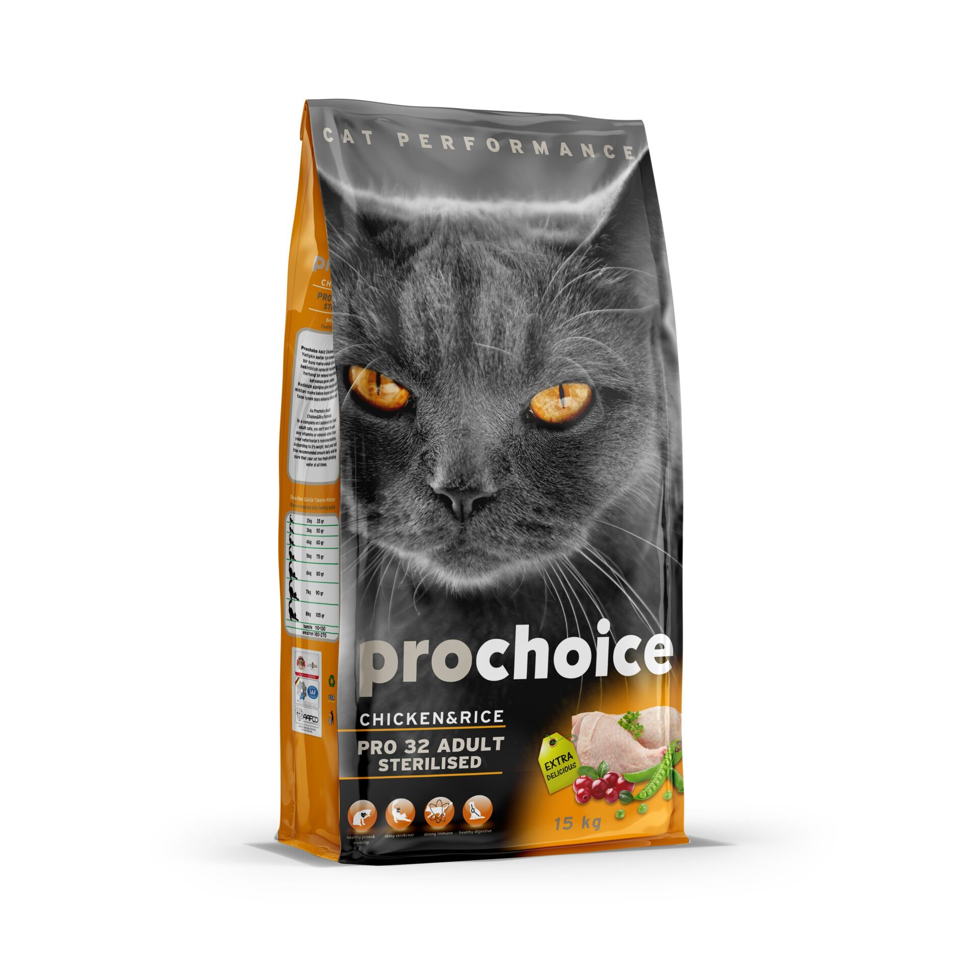 Prochoice Cat Pro 32 Tavuklu ve Pirinçli Kısırlaştırılmış Kedi Maması 15 Kg