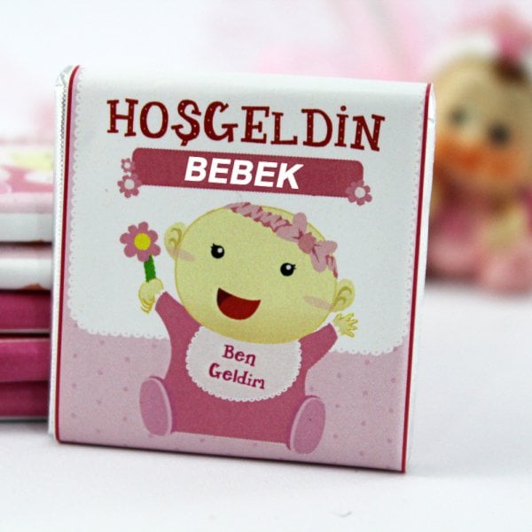 Dark Brown Hoşgeldin Bebek Çikolatası Kız Bebek Doğum Hediyesi Madlen