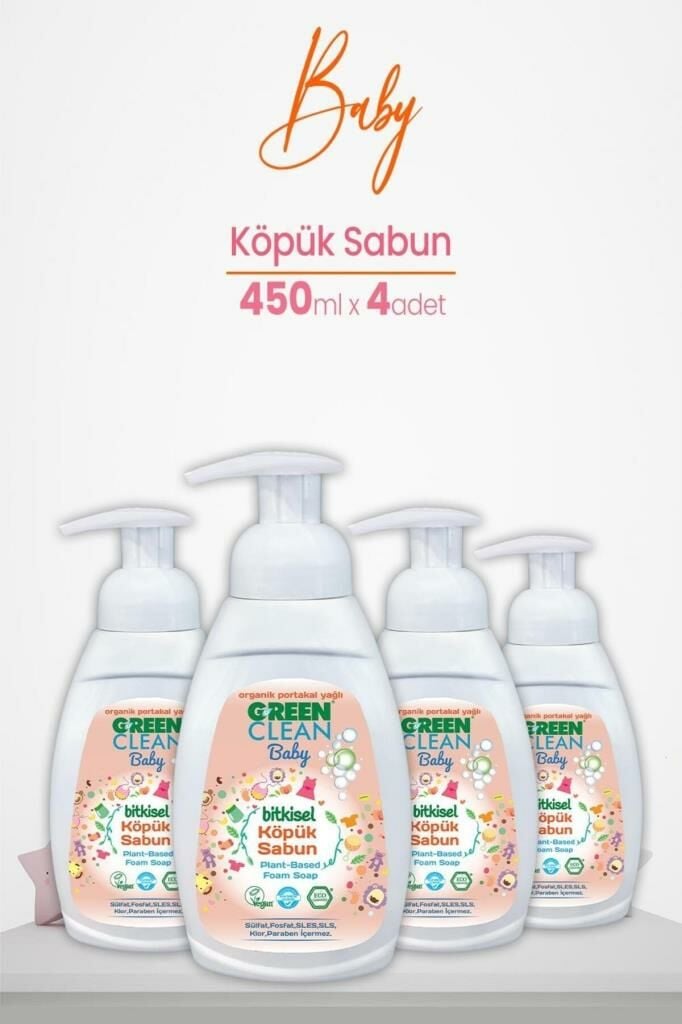 U Green Clean Baby Köpük Sabun Portakal Yağlı 450 ml x 4 Adet