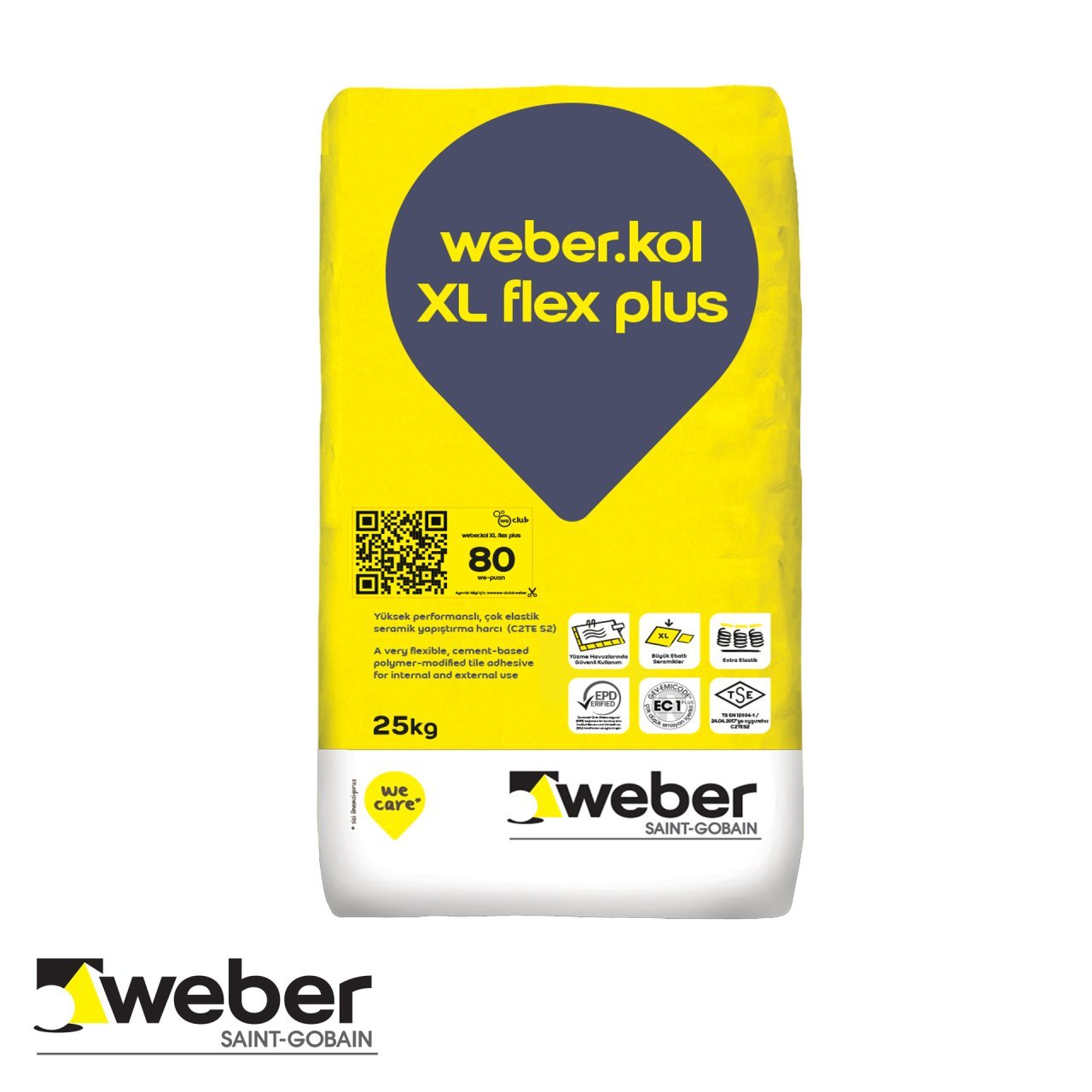 Weber Kol XL Flex Plus Beyaz Yapıştırıcı 25 Kg