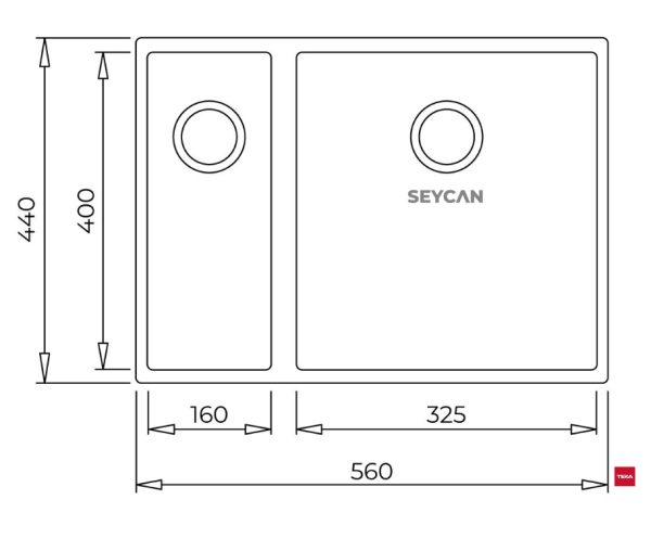 Teka Square 560 TG Siyah Tegranite Evye