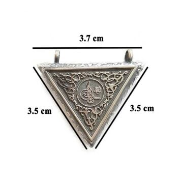 Osmanlı Tuğralı 925 Ayar Gümüş Üçgen Muska Kabı