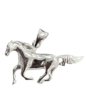 Dört Nala Koşan At Tasarımlı 925 Ayar Gümüş Kolye Ucu
