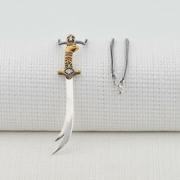 Hz Ali Zülfikar Kılıç Tasarımlı Beyaz Taşlı Kalın Zincirli 925 Ayar Gümüş Kolye