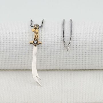 Hz Ali Zülfikar Kılıç Tasarımlı Beyaz Taşlı Kalın Zincirli 925 Ayar Gümüş Kolye