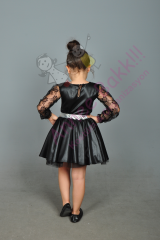Siyah Renk Modern Dans Kostümü, Tüllü Kız Çocuk Dans Kostümü, Hızlı Kargo