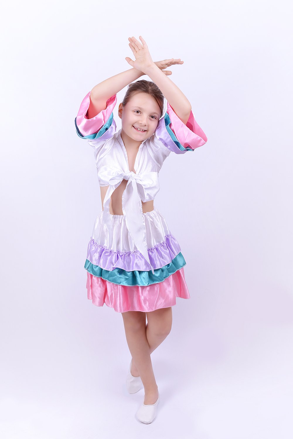 Rengarenk Bolerolu Dans Kostümü, Kız Çocuk Bolerolu Flamenko  Dans Kostumu