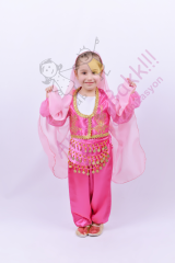 Pembe Renk Çiftetelli Kostümü, Çiftetelli Dans Kostümü, Kız Çocuk Dans Kıyafeti