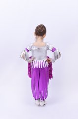 Modern Dans Kostümü Kız Çocuk, Püsküllü Mor ve Gümüş Renk Modern Dans Kıyafeti