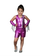 Mor Renk Şortlu Modern Dans Kostümü, Kız Çocuk Modern Dans Kıyafeti, Hızlı Kargo