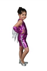 Mor Renk Şortlu Modern Dans Kostümü, Kız Çocuk Modern Dans Kıyafeti, Hızlı Kargo