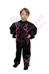 Siyah Renk Fırfırlı Erkek Dans Kostümü, Fırfırlı Modern Dans Kıyafeti, Hızlı Kargo