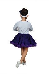 Mor Şifon Etek Kız Çocuk, Dans Kostüm Eteği, Fırfırlı Tüllü Dans Eteği, Hızlı Kargo