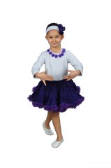 Mor Şifon Etek Kız Çocuk, Dans Kostüm Eteği, Fırfırlı Tüllü Dans Eteği, Hızlı Kargo