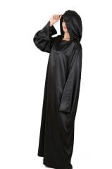 Siyah Renk Kapüşonlu Azrail Kostümü, Unisex Azrail Kıyafeti, Hızlı Kargo
