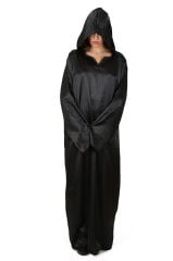 Siyah Renk Kapüşonlu Azrail Kostümü, Unisex Azrail Kıyafeti, Hızlı Kargo