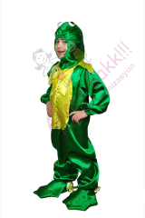 Kurbağa Kostümü Çocuk, Kurbağa Çocuk Kostümü, Saten Kumaş Kurbağa Kıyafeti