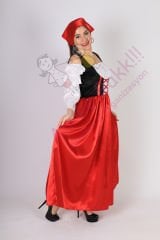 Bayerische Kırmızı Alman Kadın Kostümü, Oktoberfest Yetişkin Alman Kadın Kıyafeti, Hızlı Kargo
