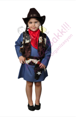 Kovboy Kız Çocuk Kostümü, Kovboy Temalı Kız Çocuk Kıyafeti. Aynı Gün Kargo Hızlı Teslimat