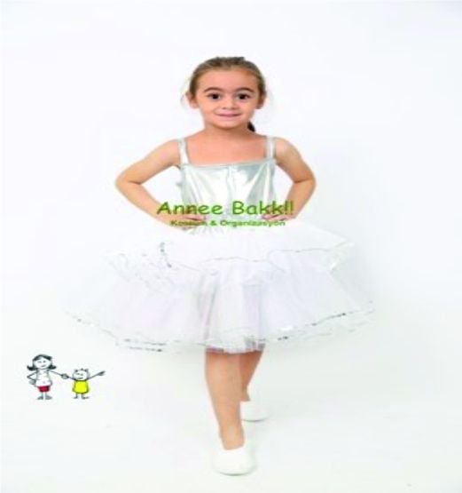 Beyaz Renk Mayolu Tütü Elbise, Modern Dans Kostümü, Kız Çocuk Tütü Elbise