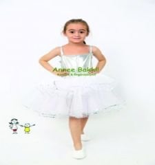 Beyaz Renk Mayolu Tütü Elbise, Modern Dans Kostümü, Kız Çocuk Tütü Elbise