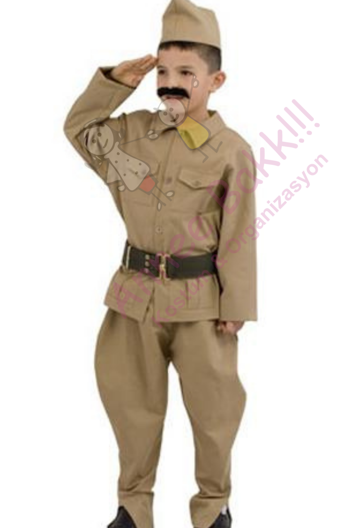 Çanakkale Savaşı Asker Çocuk Kostümü, Tarihi Çanakkale Asker Kıyafeti, Aynı Gün Kargo Hızlı Teslimat