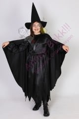 Cadılar Bayramı Çocuk Kıyafeti, Siyah Renk Klasik Cadı Kostümü, Çocuk Cadı Kostümü, Hızlı Kargo