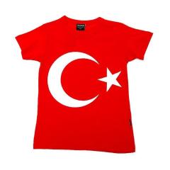Türk Bayrağı Baskılı Çocuk Tişört, Ayı-Yıldız Temalı Çocuk T-Shirt, Milli Bayram Kostümleri