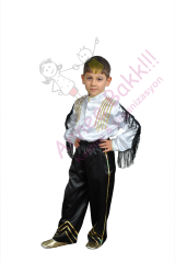 Gold Payetli Püsküllü Dans Kostümü Erkek, Erkek Çocuk Dans Kıyafeti, Hızlı Kargo