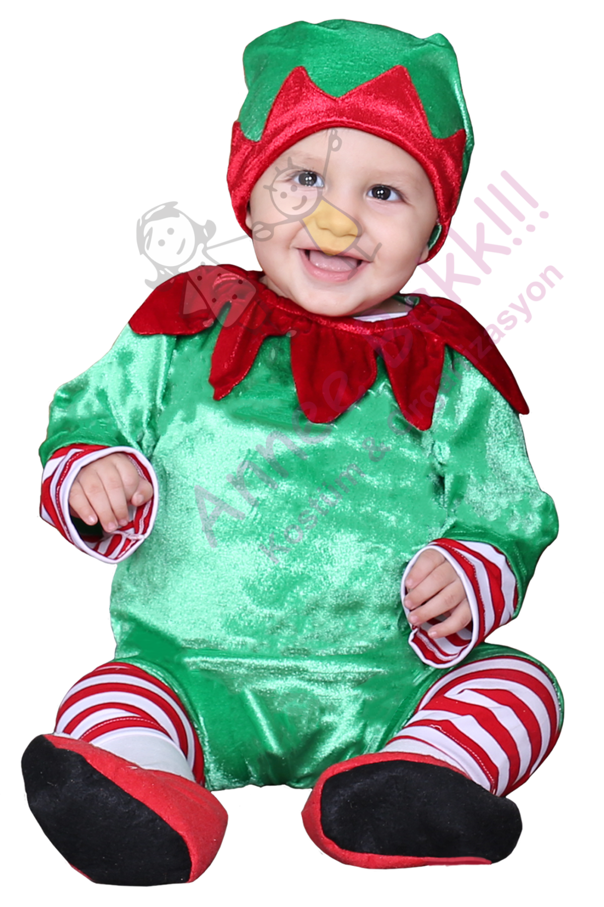 Bebeklere Özel Elf Kostümü, Yılbaşı Elf Kıyafeti, Aynı Gün Kargo Hızlı Teslimat