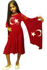 Türk Bayrağı Kız Çocuk Kıyafeti, Milli Bayram Kız Çocuk Kostümü, Hızlı Kargo