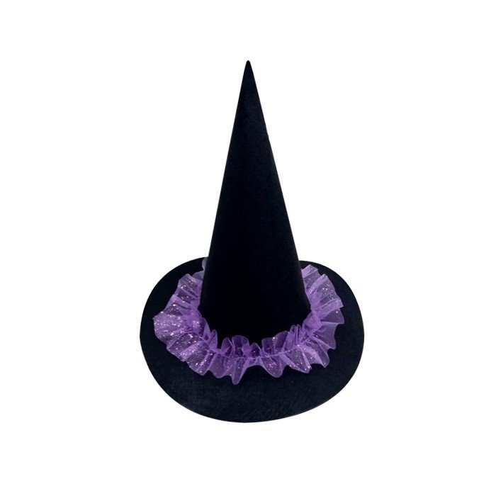 Mor Tüllü Cadı Şapkası