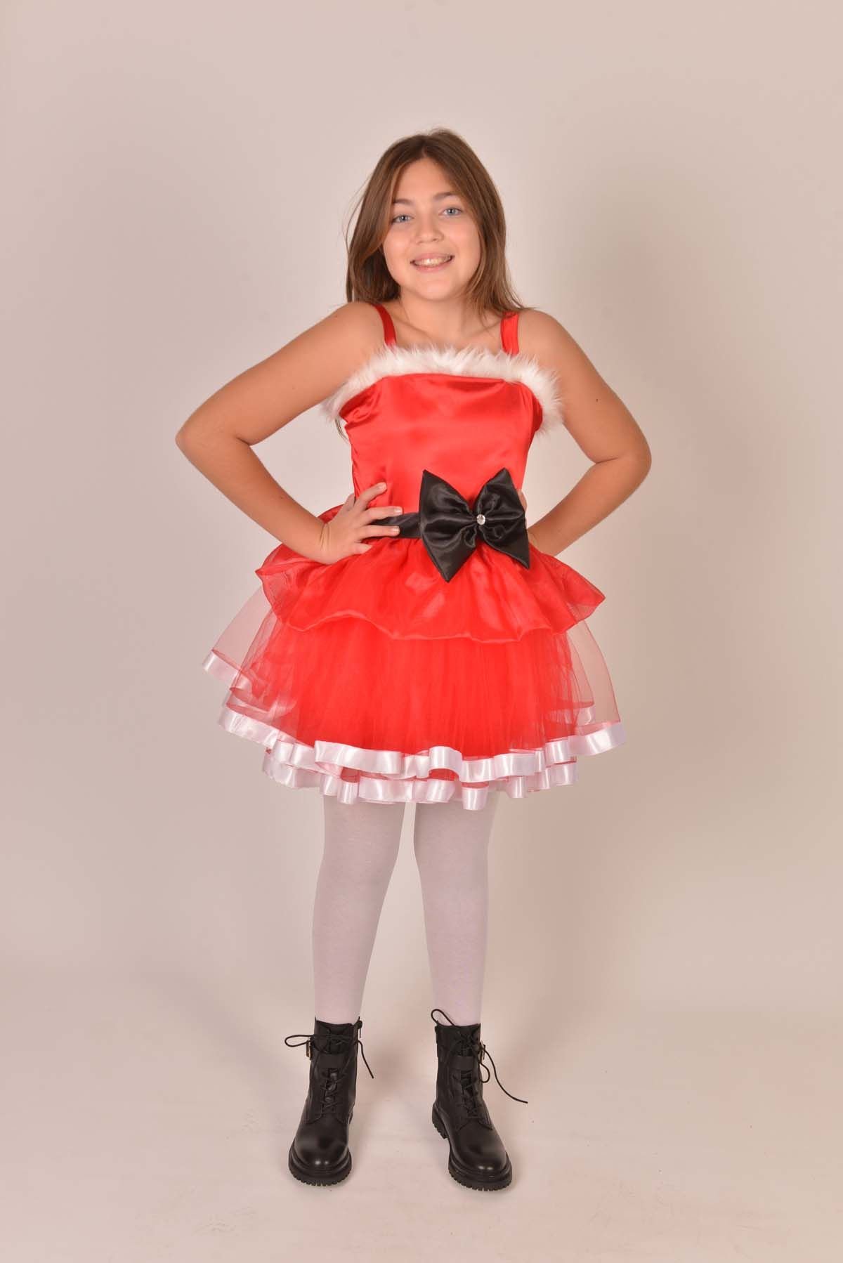 Noel Kız Çocuk Kostümü, Yılbaşı Kız Çocuk Kıyafeti, Aynı Gün Kargo Hızlı Teslimat
