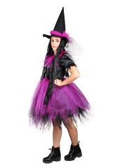 Mor Renk Cadı Kostümü, Tüllü Yetişkin Kadın Cadı Kostümü, Hızlı Kargo