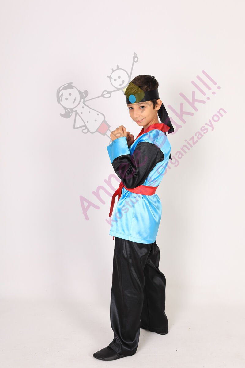 Ninja Samuray Erkek Çocuk Kostümü, Japon Savunma Sanatı Çocuk Kostümü, Hızlı Kargo