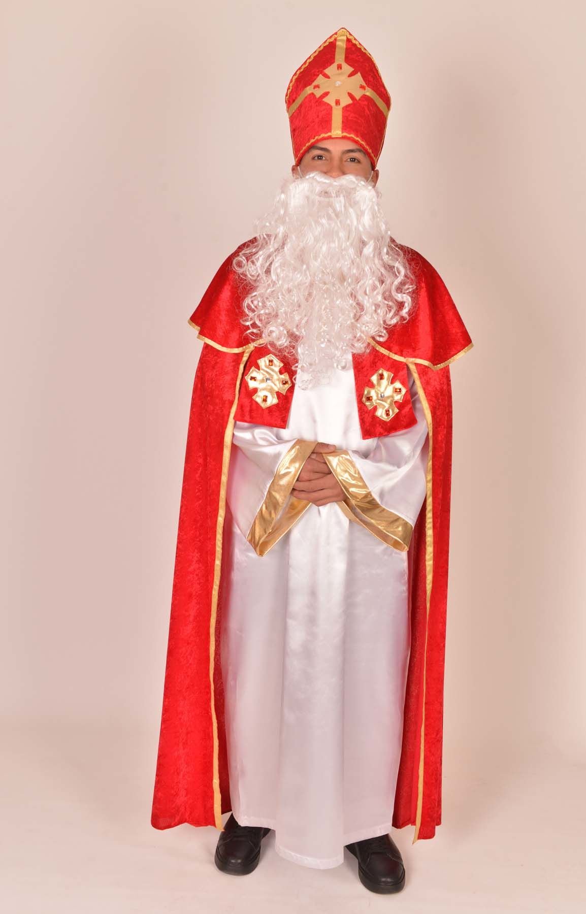 Yılbaşı İçin Aziz Nicolas Kostümü, Kadife ve Saten Kumaş Aziz Nicolas Kıyafeti, Aynı Gün Kargo Hızlı Teslimat