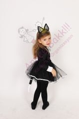 Siyah Renk Kedi Kız Kostümü, Kedi Kız Kıyafeti, Hayvan ve Doğa Kostümü