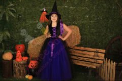 Cadı Kostümü Kız Çocuk Mor Tüllü