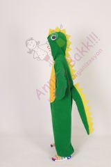 Polar Kumaş Dinozor Çocuk Kostümü, Yeşil Renk Dinozor Çocuk Kıyafeti, Hızlı Teslimat