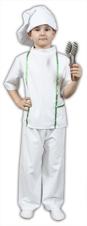 Çocuk Aşçı Kostümü, Poplin Kumaş Aşçı Çocuk Kıyafeti, Sevimli Meslekler Serisi