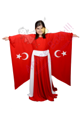 Türk Bayrağı Kız Çocuk Elbise, Türk Bayrağı Temalı Kız Çocuk Kostümü, Hızlı Kargo