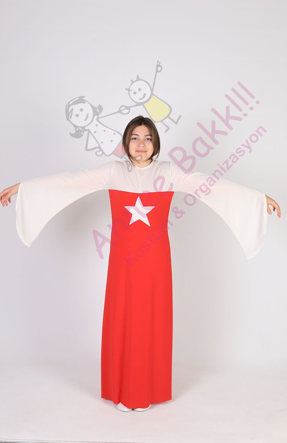 Türkiye Kız Çocuk Kostümü, Türk Bayrağı Temalı Gösteri ve Etkinlik Kostümü, Hızlı Teslimat