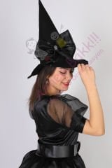 Siyah Renk Cadı Kostümü, Yetişkin Kadın Cadı Kıyafeti, Cadılar Bayramı Kostümü, Hızlı Kargo