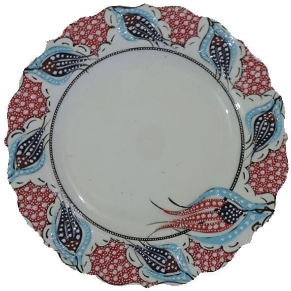Oğuz Çini 30cm Kırmızı Kaligrafi tabağı