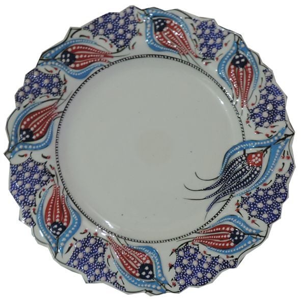 Oğuz Çini 30cm Mavi Kaligrafi Tabağı