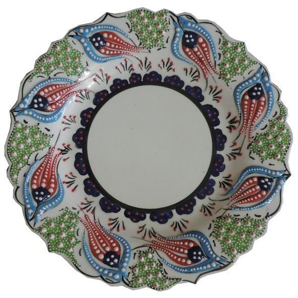 Oğuz Çini 30cm Yeşil Zemli Fotoğraf Tabağı