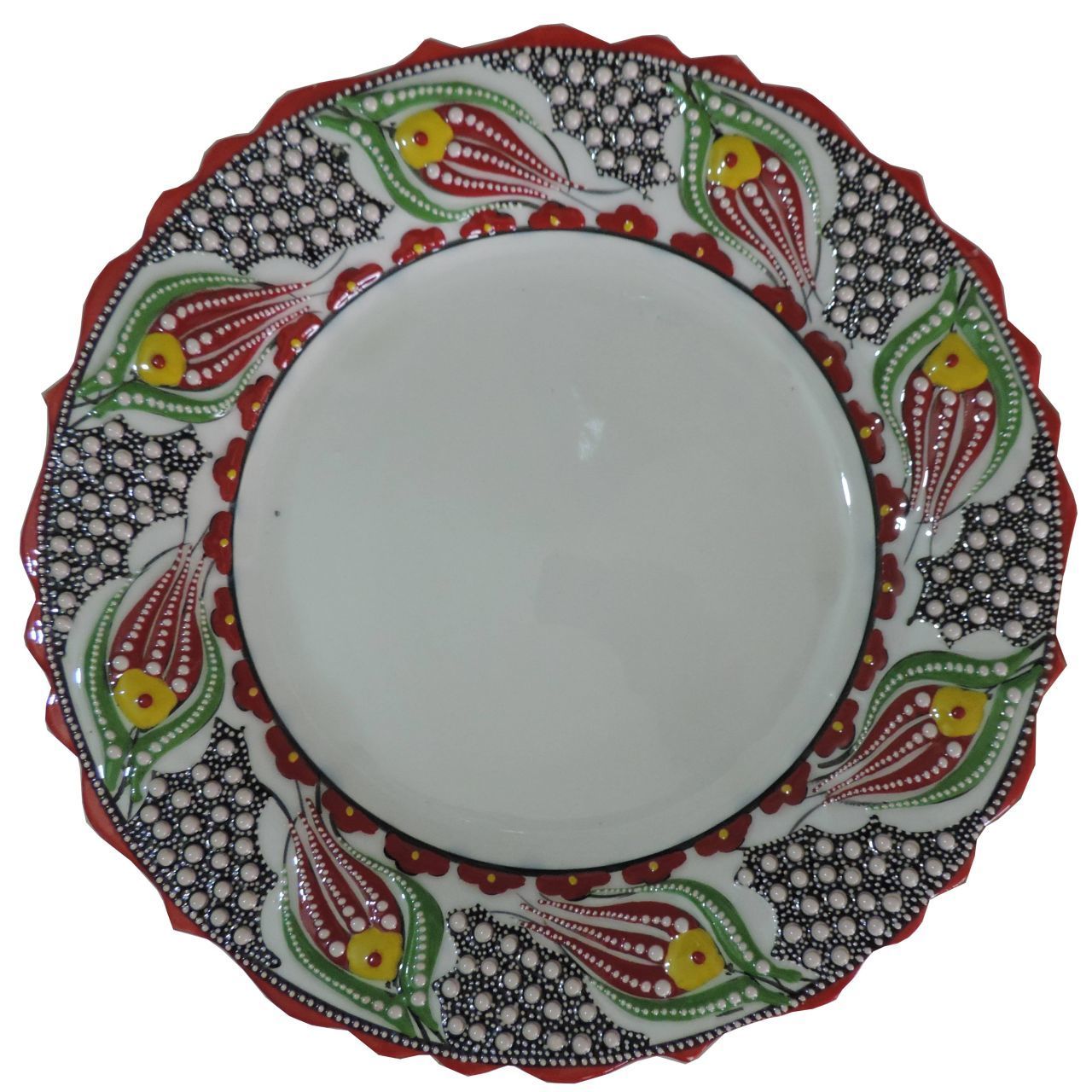 Oğuz Çini KIRMIZI KENARLI 30 CM KALİGRAFİ TABAĞI