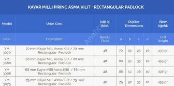 Yuma Kayar Milli Pirinç Asma Kilit (Otomatik)